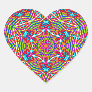 Farbenfrohe Jumble Mandala Herz-Aufkleber