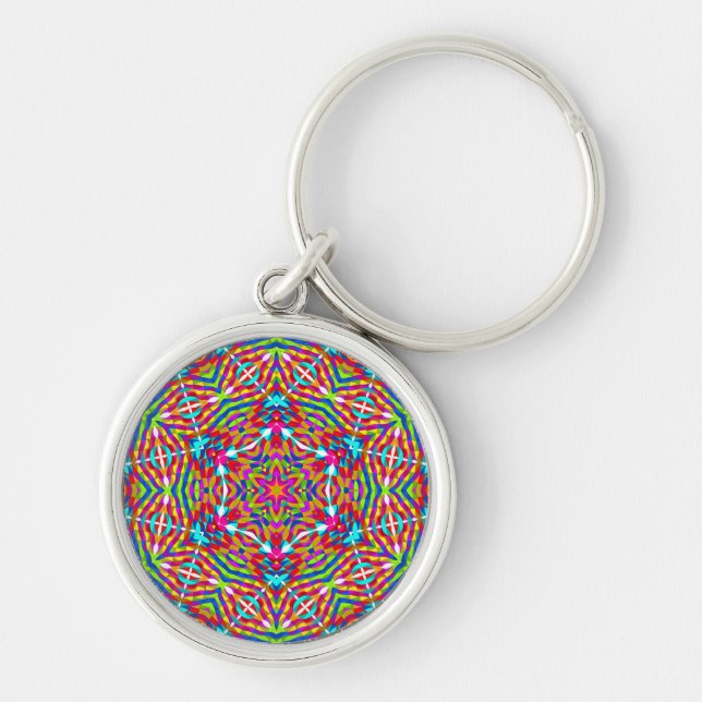Farbenfrohe Jumble Mandala Schlüsselanhänger (Vorne)