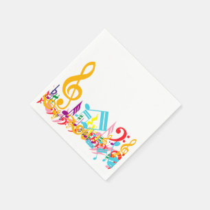 Farbenfrohe Jumbled Musical Notes Serviette