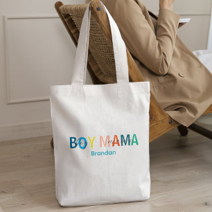 Farbenfrohe junge Mama Name Tote Tasche für stolze