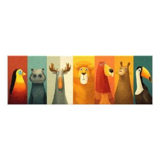 Farbenfrohe Jungle Animal Friends Poster
