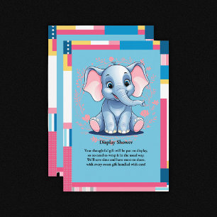 Farbenfrohe Jungle Blue Elephant Baby Dusche Begleitkarte