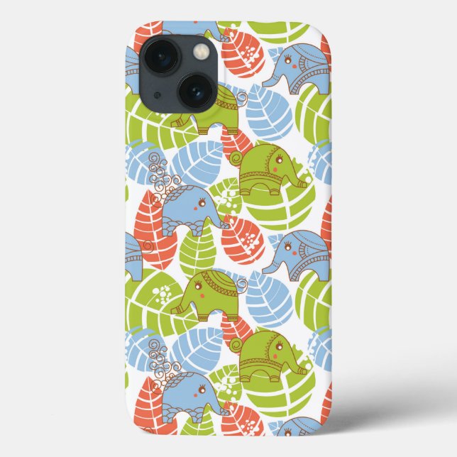 Farbenfrohe Jungle-Elefanten Case-Mate iPhone Hülle (Rückseite)