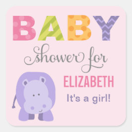 Farbenfrohe Jungle-Tiere für Baby Girl Pink Dusche Quadratischer Aufkleber