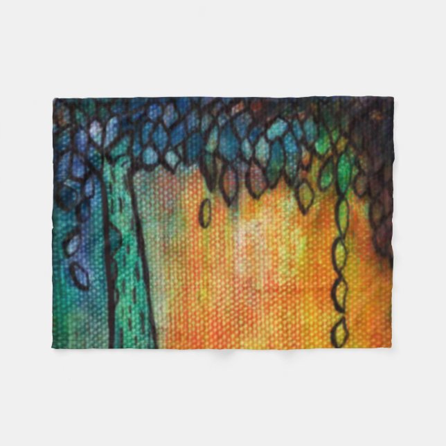 Farbenfrohe Juwelen und Blätter Fleece Blanket (Vorderseite (Horizontal))