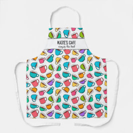 Farbenfrohe Kaffee Cups Barista oder Café Name Cus Schürze