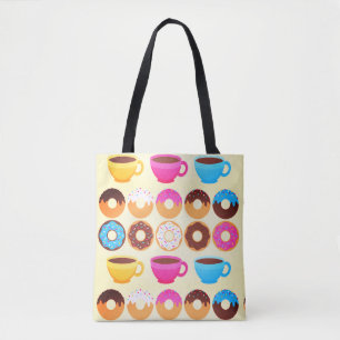 Farbenfrohe Kaffee- und Donuts-Muster Tasche