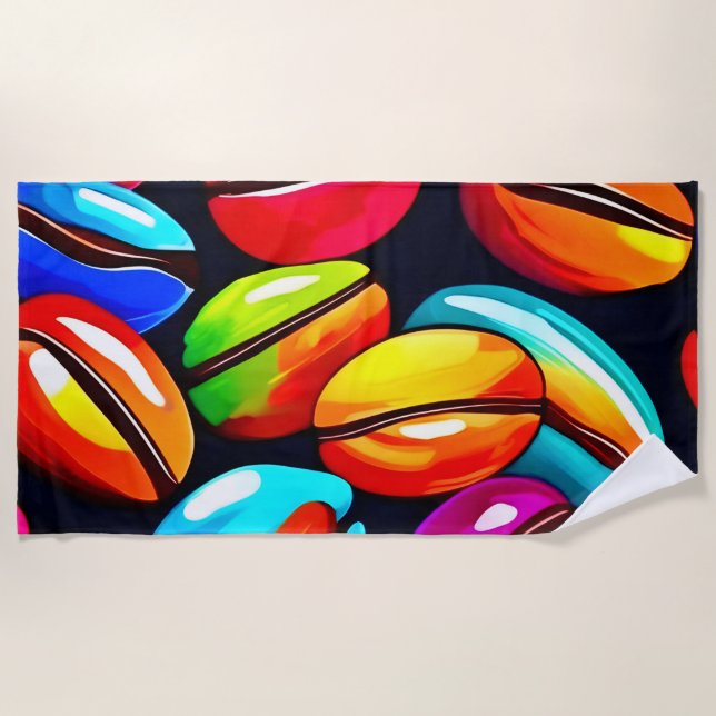 Farbenfrohe Kaffeebar Abstrakte Kunst Strandtuch (Vorderseite)