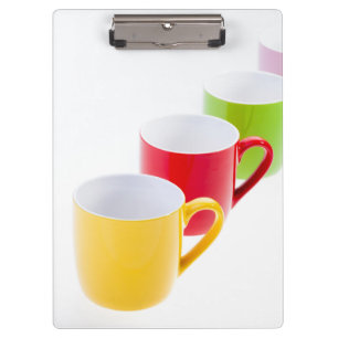 Farbenfrohe Kaffeetassen Klemmbrett