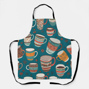 Farbenfrohe Kaffeetassen Schürze