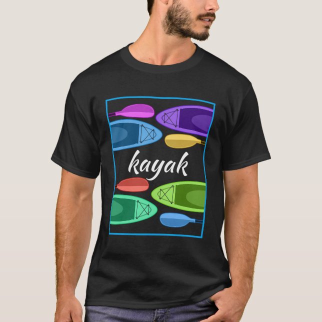 Farbenfrohe Kajakgeschenke im Freien Kajak T-Shirt (Vorderseite)