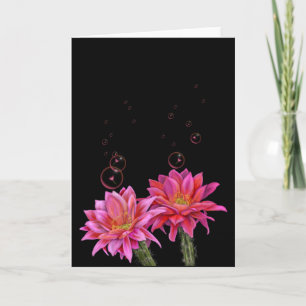 Farbenfrohe Kakteen Blume mit Blasen Karte
