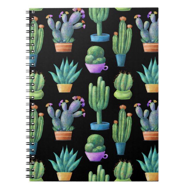 Farbenfrohe Kakteen: Whimsical Seamless Design. Notizblock (Vorderseite)