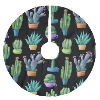 Farbenfrohe Kakteen: Whimsical Seamless Design. Polyester Weihnachtsbaumdecke