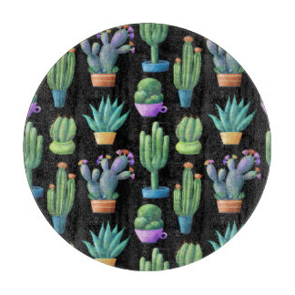 Farbenfrohe Kakteen: Whimsical Seamless Design. Schneidebrett