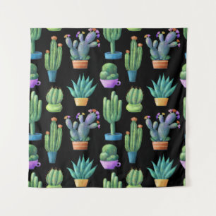 Farbenfrohe Kakteen: Whimsical Seamless Design. Wandteppich