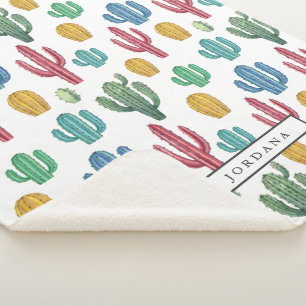 Farbenfrohe Kakti   Wüstenthema Personalisiert Sherpadecke