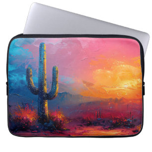 Farbenfrohe Kaktus Malerei Wüste Landschaft Laptopschutzhülle
