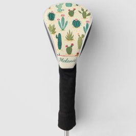 Farbenfrohe Kaktus Personalisierter Name Golf Headcover