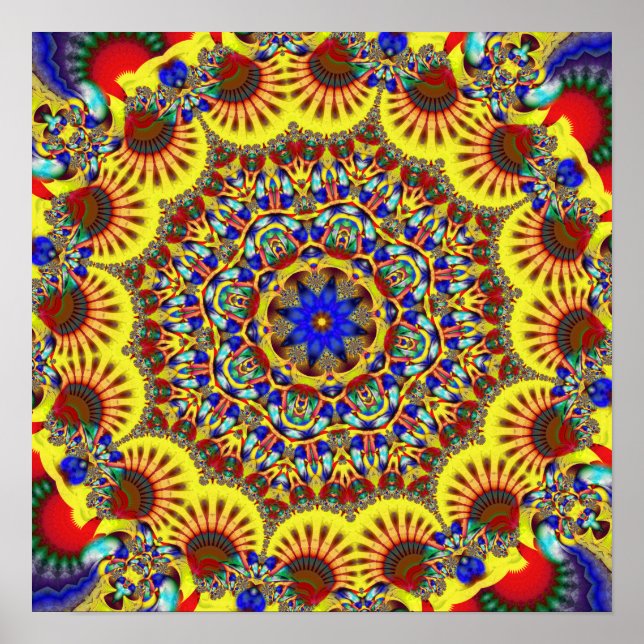 Farbenfrohe Kaleidoskop-Muster Poster (Vorne)