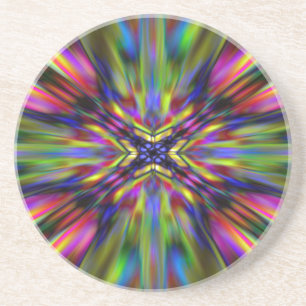 Farbenfrohe Kaleidoskop-Sternexplosion Sandstein Untersetzer