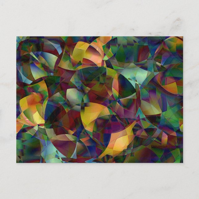 Farbenfrohe, kaleidoskopische Abstrakte Kunst Postkarte (Vorderseite)