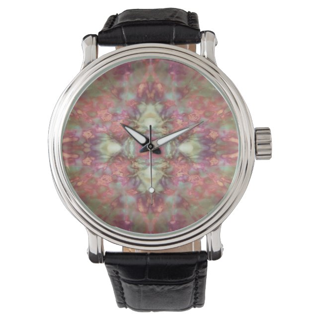Farbenfrohe Kaleidoskopmuster Armbanduhr (Vorderseite)