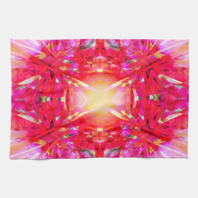 Farbenfrohe Kaleidoskopmuster Geschirrtuch (Horizontal)
