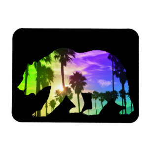 Farbenfrohe kalifornische Bärenlandschaft Palmen S Magnet