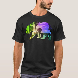 Farbenfrohe kalifornische Bärenlandschaft Palmen S T-Shirt