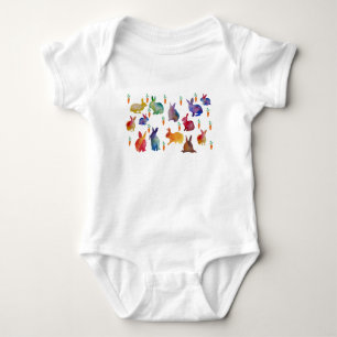 Farbenfrohe Kaninchen Ostern Baby Strampler