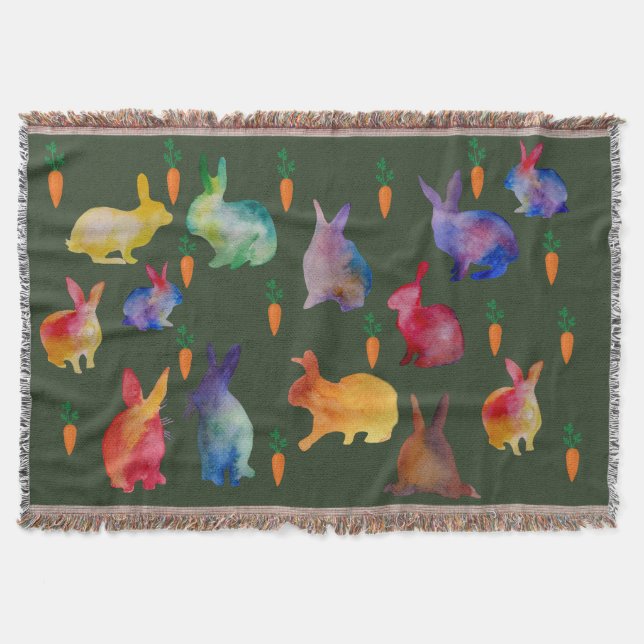 Farbenfrohe Kaninchen Ostern Decke (Vorderseite)