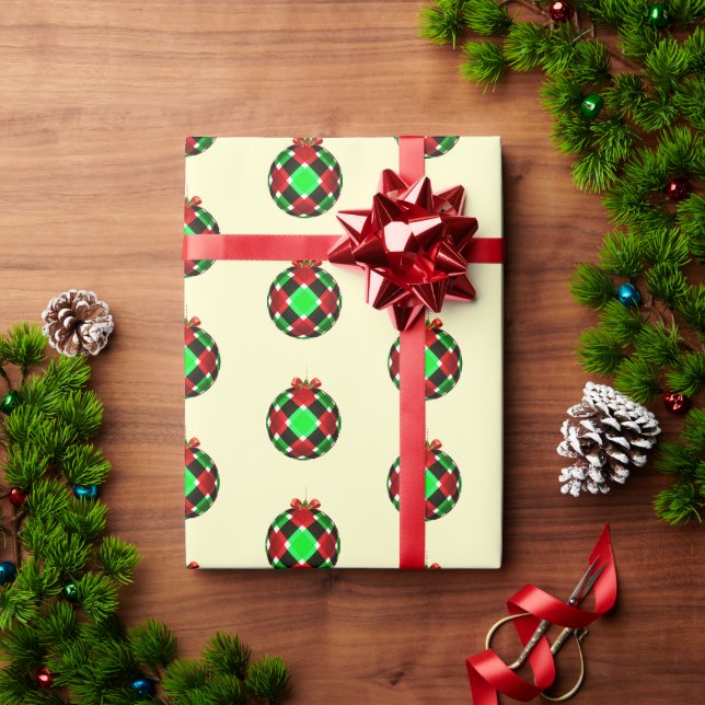 Farbenfrohe Karierte Ornamente Weihnachten Geschenkpapier (Feiertagsgeschenk)