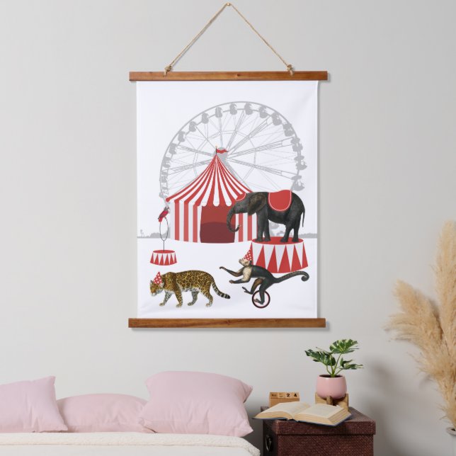 Farbenfrohe Karnevalsfestspiele Thementiere Große  Wandteppich Mit Holzrahmen (Schlafzimmer)