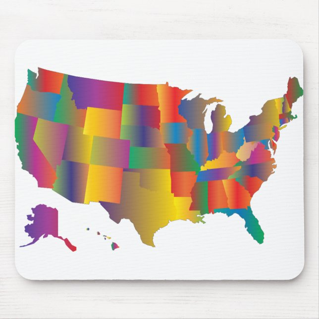 Farbenfrohe Karte Amerikas Mousepad (Vorne)