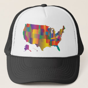 Farbenfrohe Karte Amerikas Truckerkappe