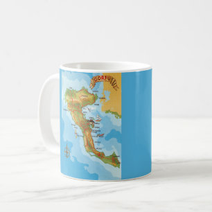 Farbenfrohe Karte der griechischen Tasse Korfu