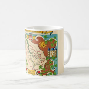 Farbenfrohe Karte der Tasse Bordeaux Frankreich