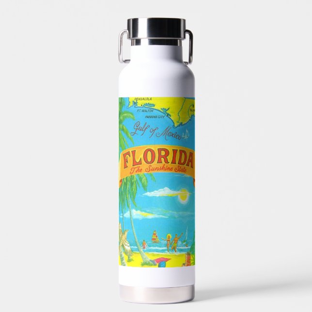 Farbenfrohe Karte Florida Trinkflasche (Vorne)