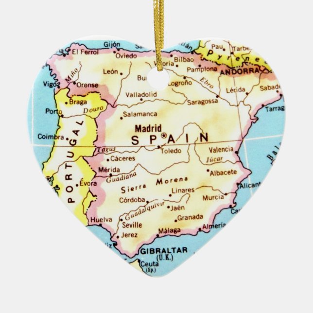 Farbenfrohe Karte von Spanien Design Keramikornament (Vorne)