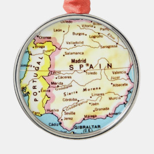 Farbenfrohe Karte von Spanien Design Ornament Aus Metall