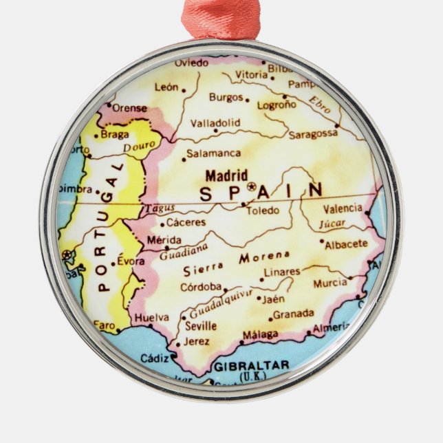 Farbenfrohe Karte von Spanien Design Ornament Aus Metall (Vorne)