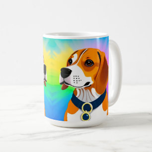 Farbenfrohe Kartoon Dog Illustration Kaffeetasse