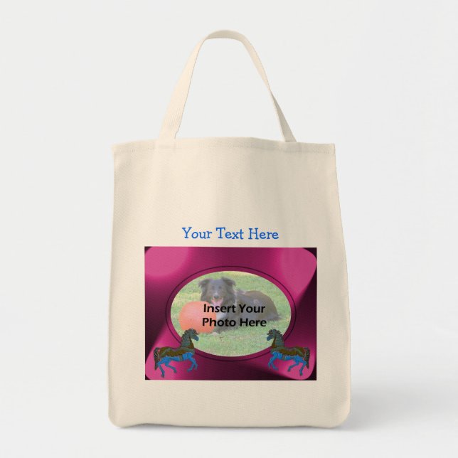 Farbenfrohe Karussellpferde Design-Foto Tragetasche (Vorne)