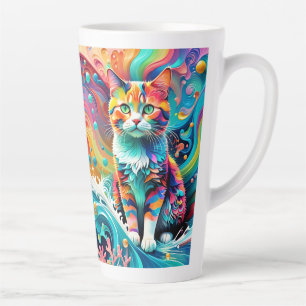 Farbenfrohe Katze 759 Wasserwelle Milchtasse