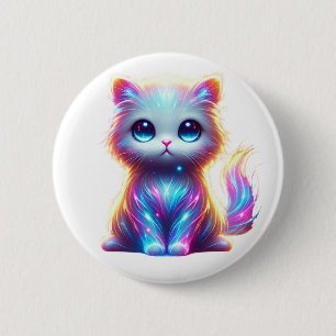 Farbenfrohe Katze Button