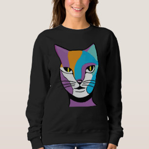 Farbenfrohe Katze Frauendarstellung Sweatshirt