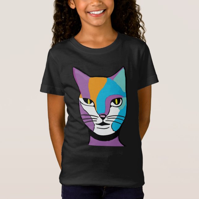 Farbenfrohe Katze Frauendarstellung T-Shirt (Vorderseite)