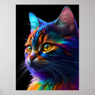 Farbenfrohe Katze, kleines Bild, schöne Katze Poster
