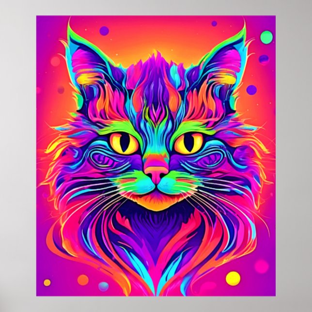 Farbenfrohe Katze Kopfarbeit Poster (Vorne)